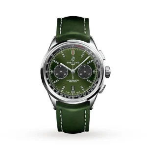 f5482b75d130df339fd37c3a31b1518a Breitling Premier Bentley Men Automatic Green Leather Watch AB0118A11L1X1