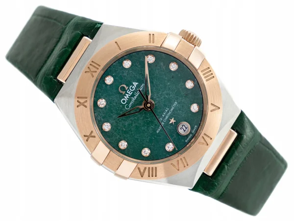 Omega Constellation Women Automatic Green Leather Watch O13123292099001