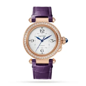 f7f8c3cb95b6d285ddeeea8dca37e7e3 Cartier Pasha de Cartier Women Automatic Silver Alligator Watch WJPA0012